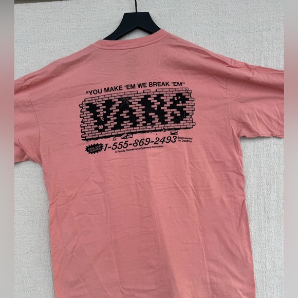 Vans Other - Pink Graphic Back-Print Men's T-Shirt “you make em we break em” coral stain